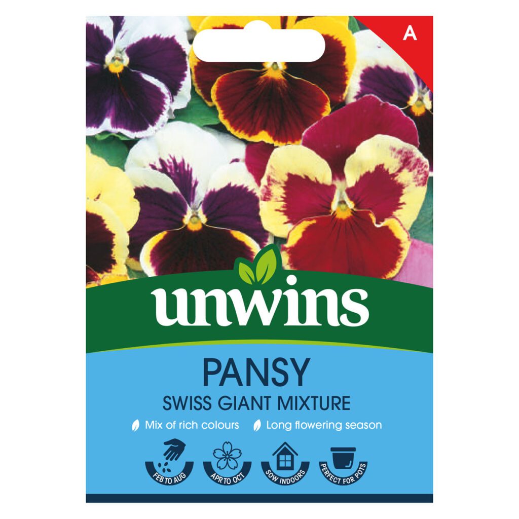 Unwins Pansy Swiss Giant Mixture Seeds 5051618011846 2